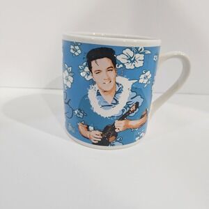 VTG Elvis Presley "Blue Hawaii" coffee mug Floral Lei Ceramic Signature Megatoys